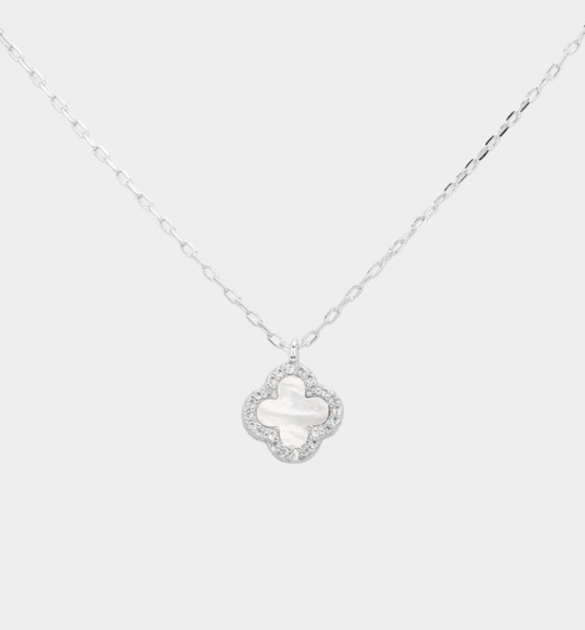 Mother Of Pearl Quatrefoil Pendant Necklace