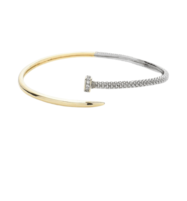 Two Tone Nail Cuff Bracelet