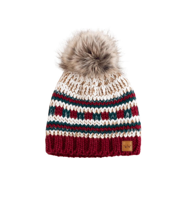 Red Striped Pom Hat