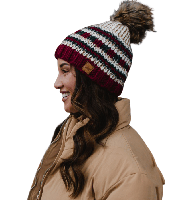 Red Striped Pom Hat