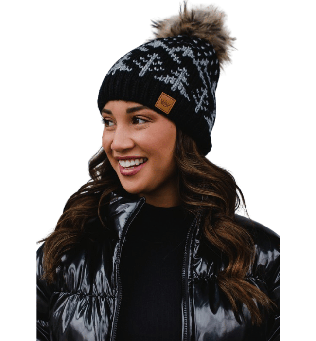 Gray + Black Pom Hat