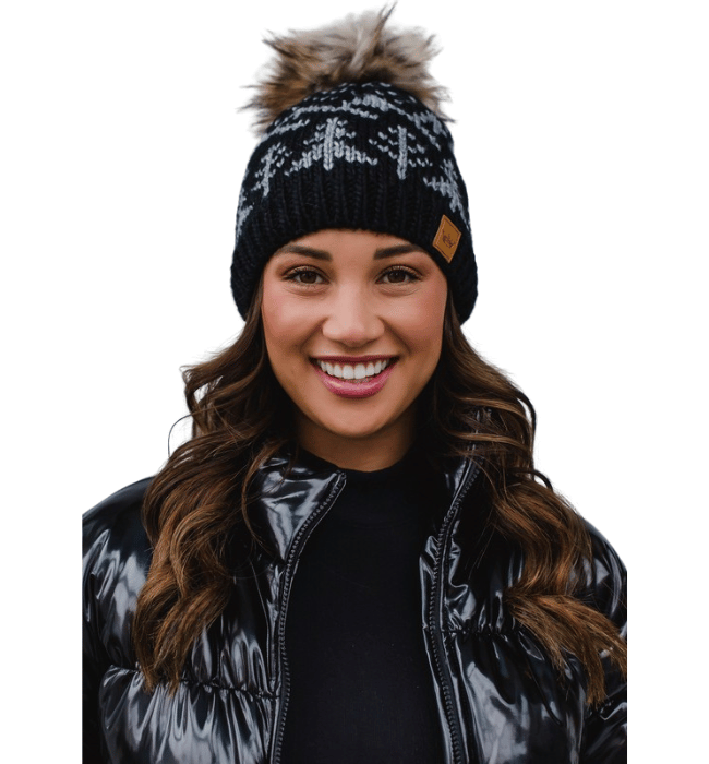 Gray + Black Pom Hat