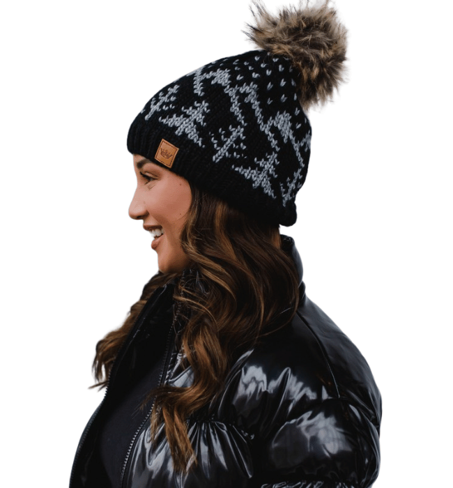 Gray + Black Pom Hat