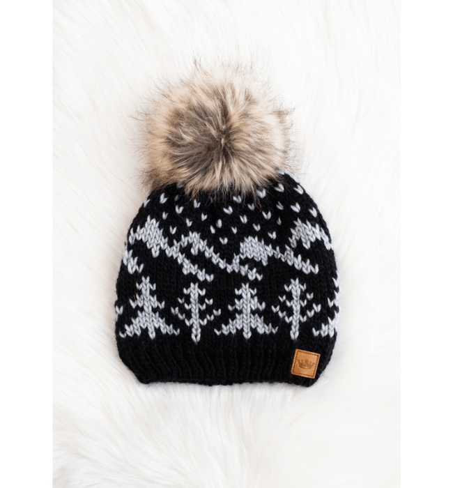 Gray + Black Pom Hat