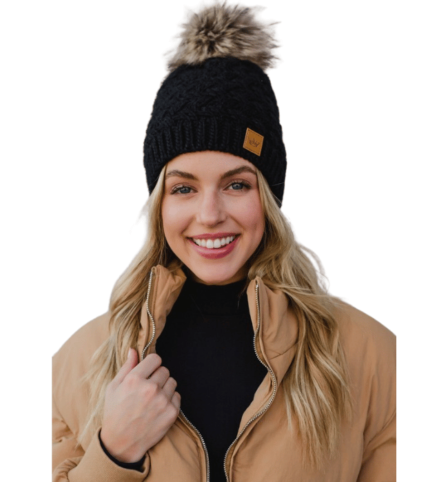 Black Knit Pom Hat