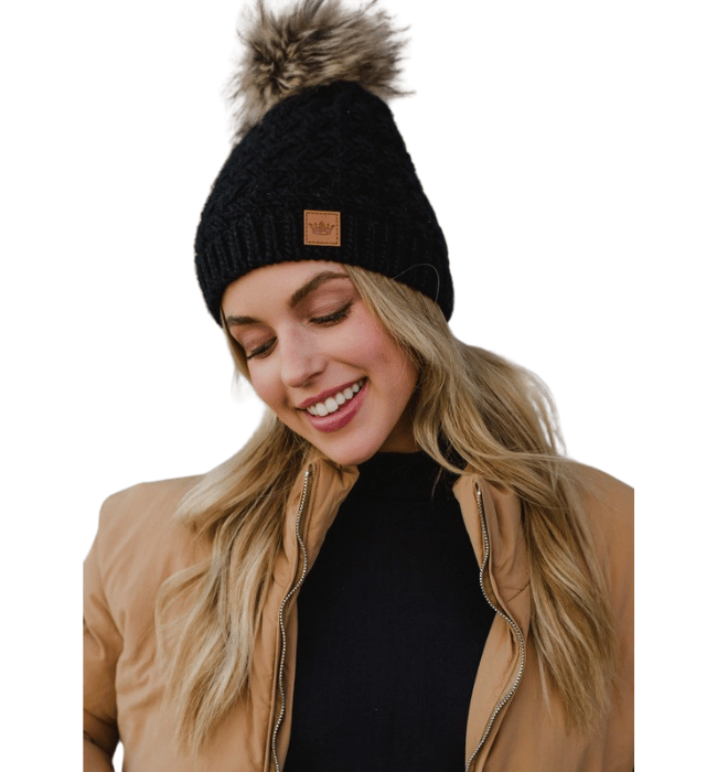 Black Knit Pom Hat