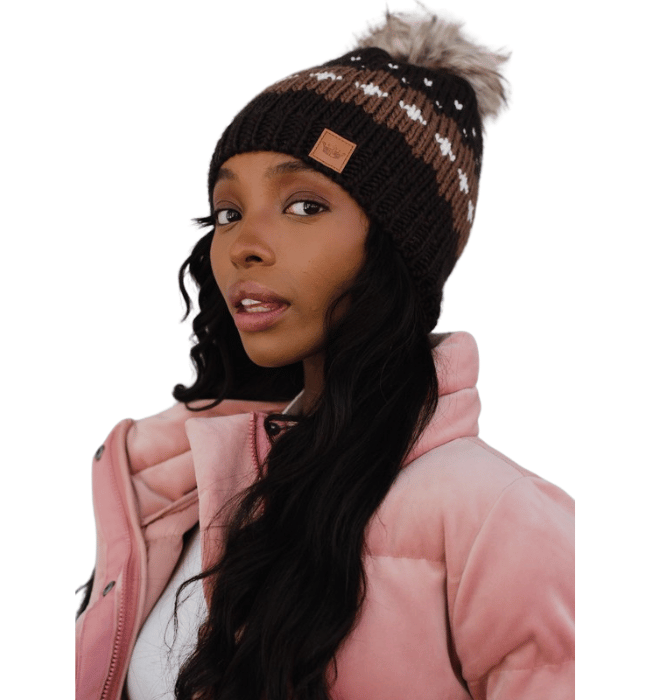 Dark Brown Patterned Knit Hat