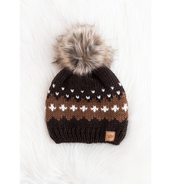 Dark Brown Patterned Knit Hat