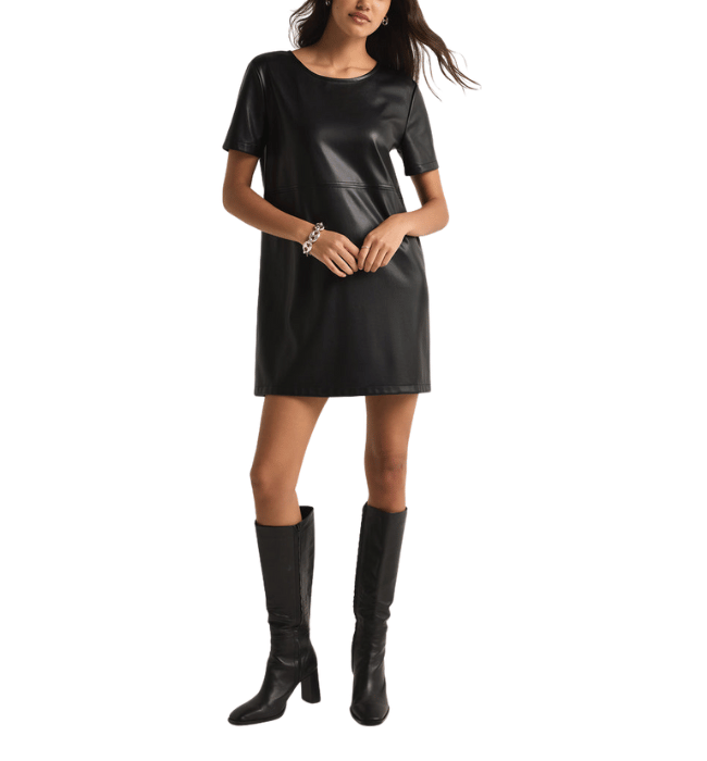 LONDON FAUX LEATHER MINI DRESS