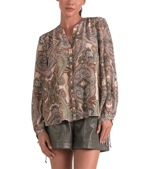 Elan Beige Paisley Blouse