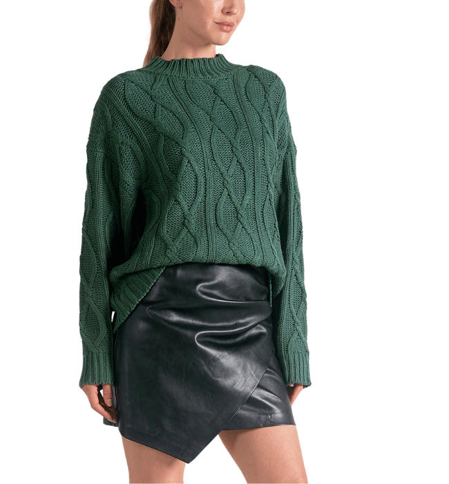 Premium Green Cable Knit Sweater