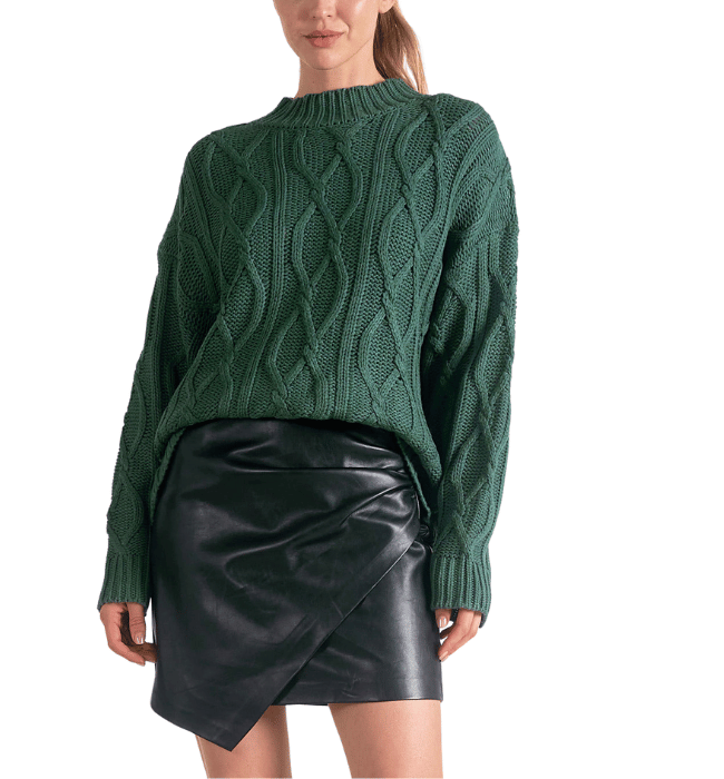 Premium Green Cable Knit Sweater