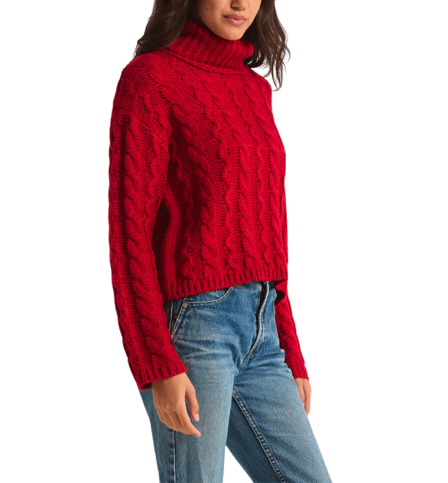 TIED TO YOU CABLE KNIT TURTLENECK SWEATER