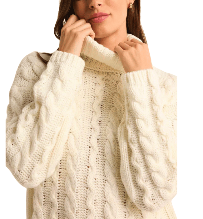 TIED TO YOU CABLE KNIT TURTLENECK SWEATER