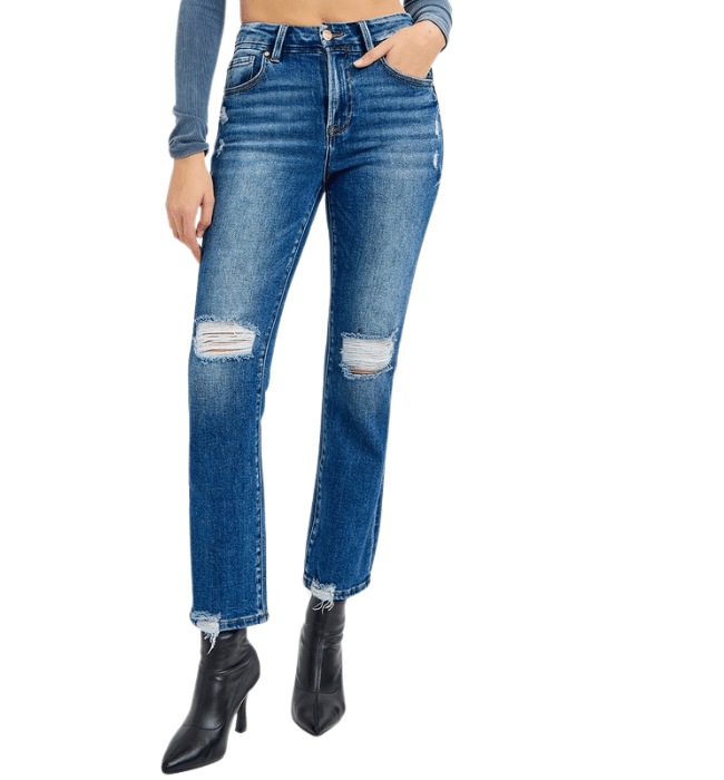 Isabella High Rise Crop Straight Jeans