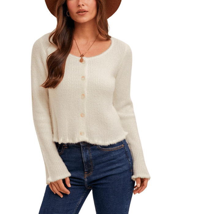 Emma Eyelash Button Down Cardigan