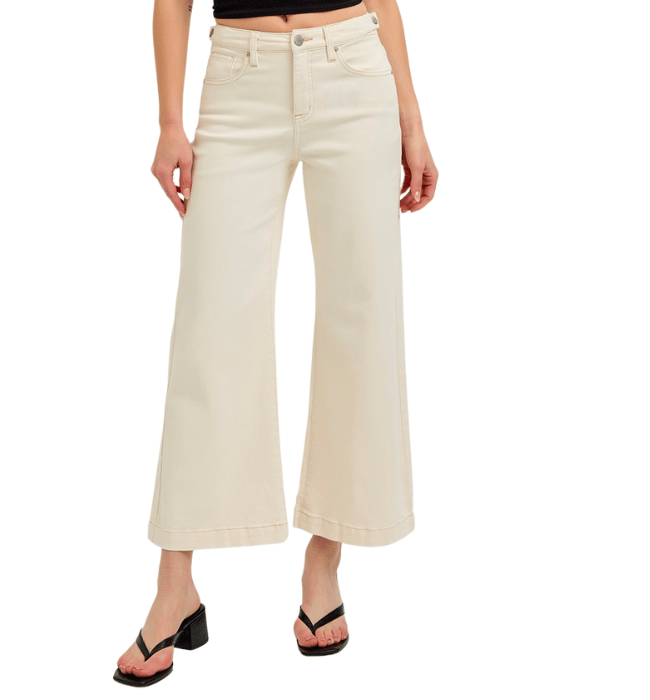 Ivory Tummy Control Wide Leg Jeans