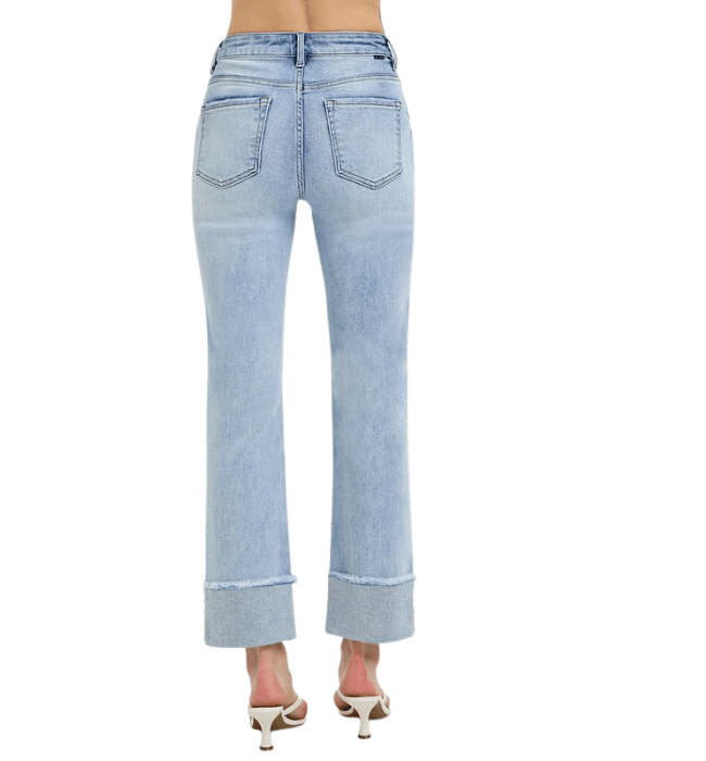 Lucy High Rise Straight Cuffed Jeans