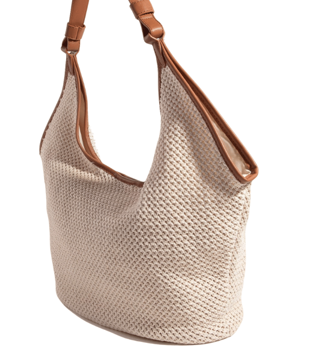 Faux Leather Knitted Hobo Shoulder Bag