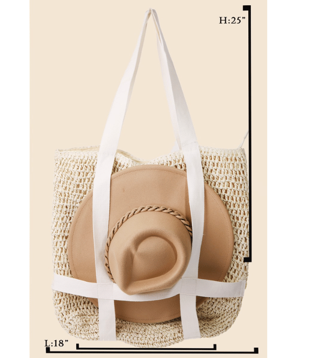 Straw Braided Hat Carrier Tote Bag