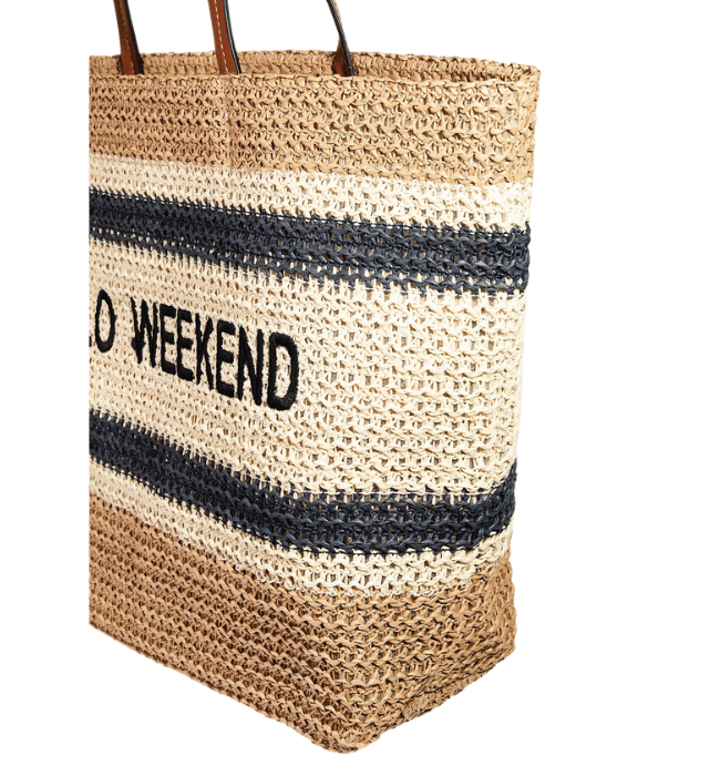 Hello Weekend Straw Braided Tote Bag