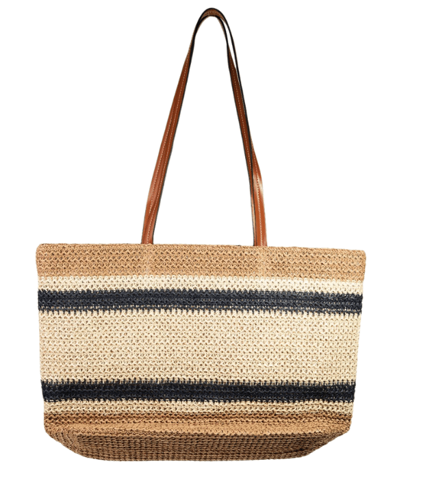 Hello Weekend Straw Braided Tote Bag