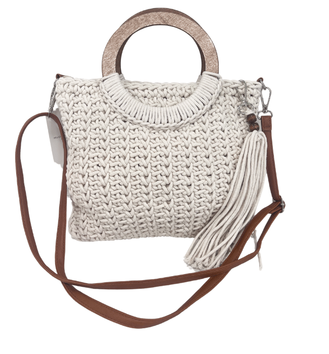 Hoop Handle Crochet Knit Tote Bag