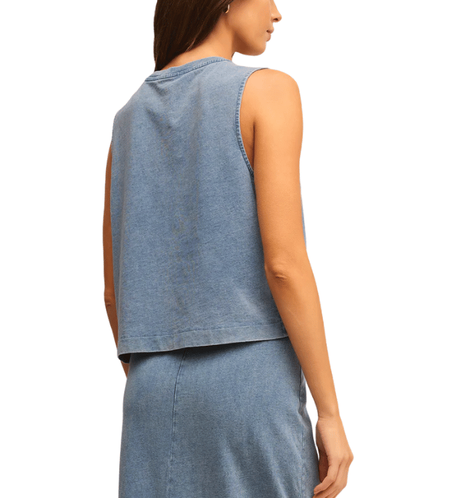 SLOANE JERSEY DENIM MUSCLE TANK