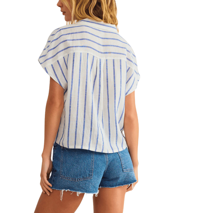 PARALLEL STRIPED LINEN TOP