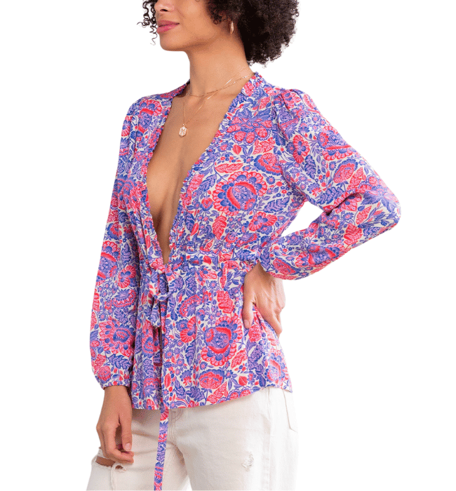 Francis Floral Tie Front Top