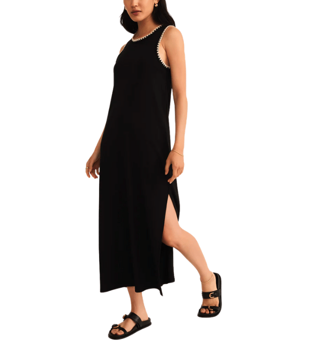 DELAMER WHIPSTITCH RIB MIDI DRESS