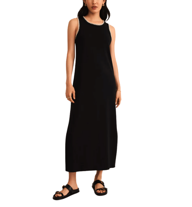 DELAMER WHIPSTITCH RIB MIDI DRESS
