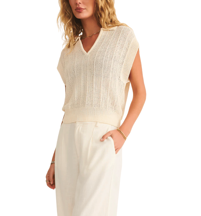 LAUDEN CROCHET POLO TOP