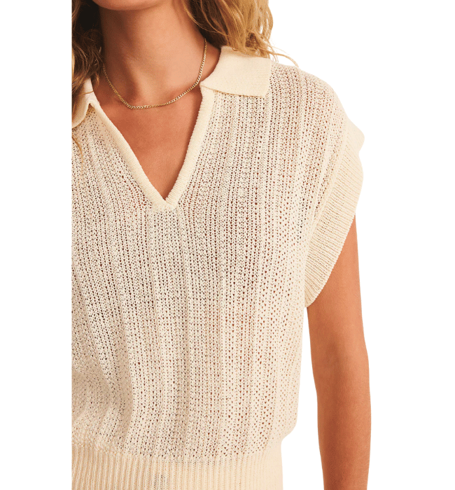 LAUDEN CROCHET POLO TOP