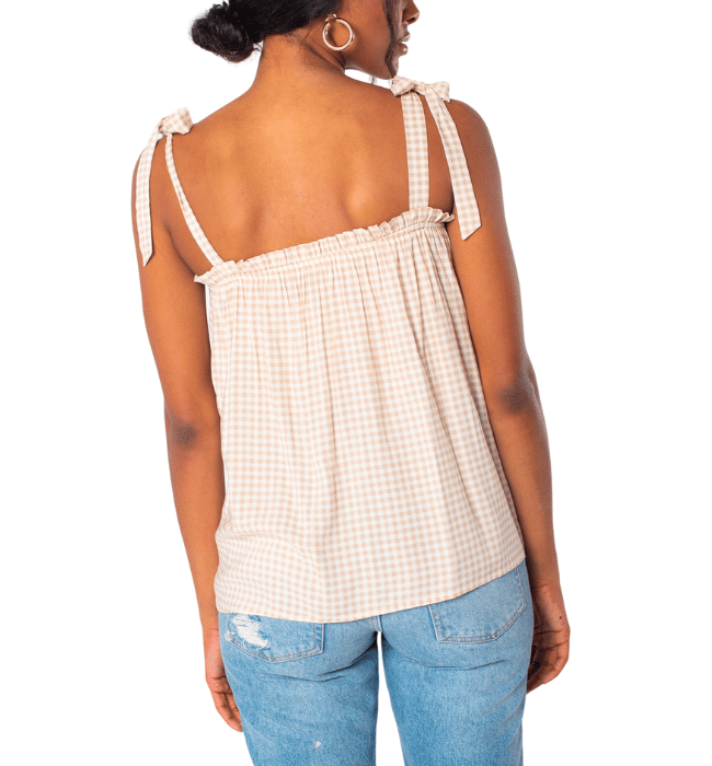 Gingham Tie Shoulder Tank