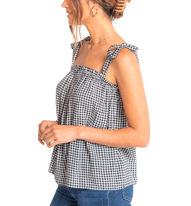 Gingham Tie Shoulder Tank