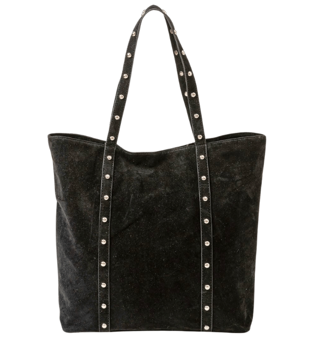 Suede Studded Tote Bag