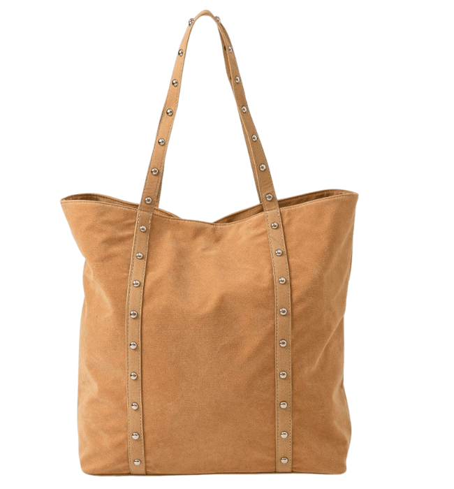 Suede Studded Tote Bag