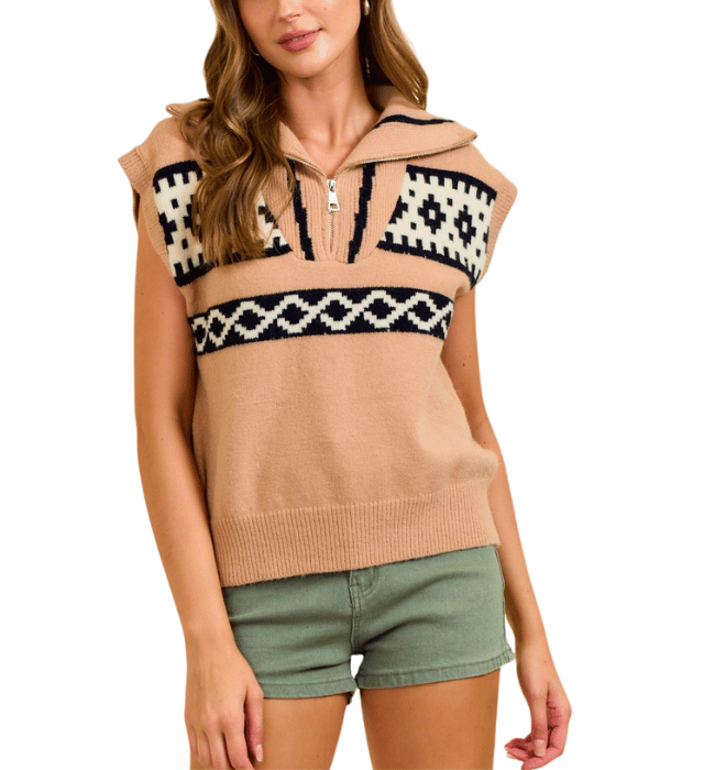 Fair Isle Half zip-up Sweater