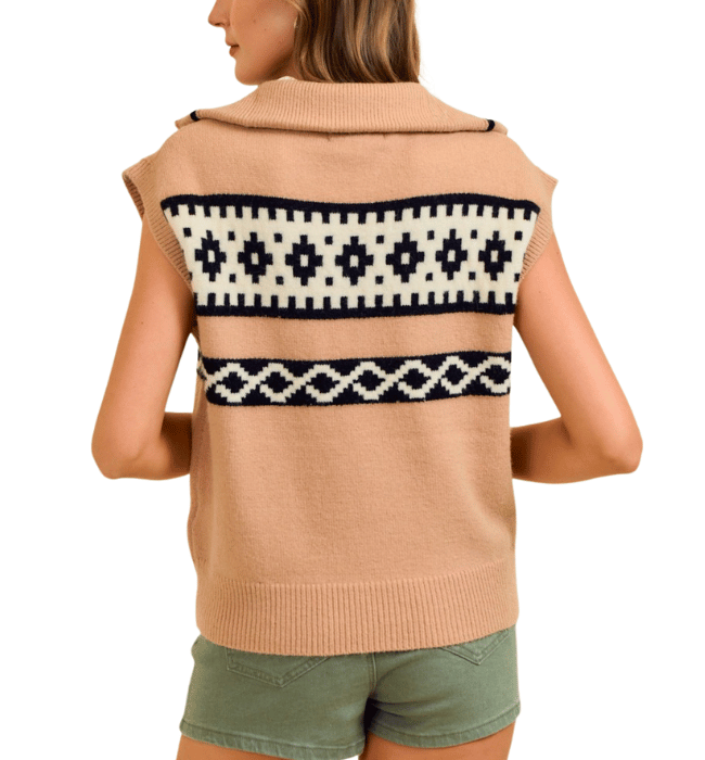 Fair Isle Half zip-up Sweater