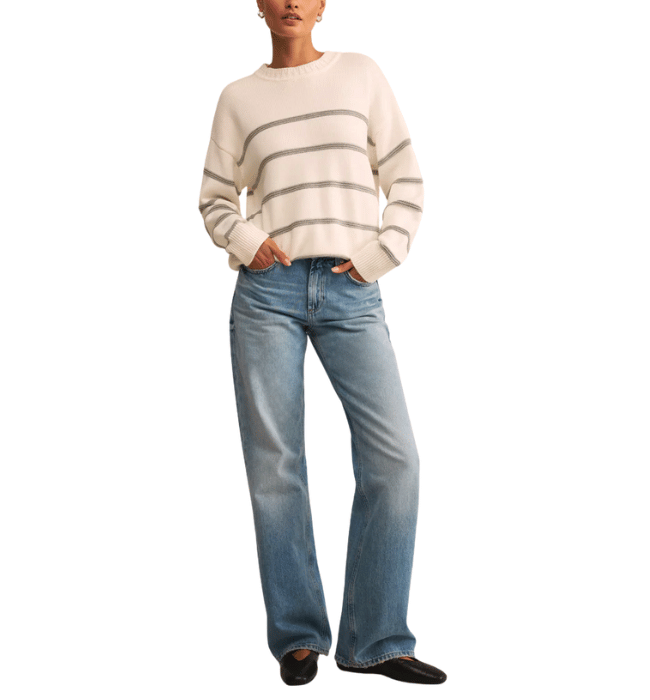 (Z SUPPLY) Boyfriend Striped Cotton Sweater