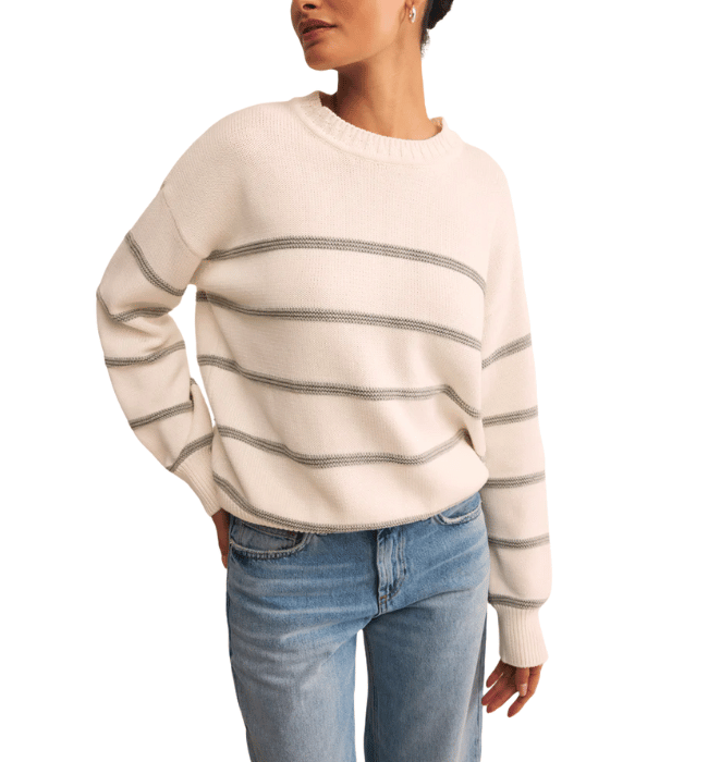 (Z SUPPLY) Boyfriend Striped Cotton Sweater