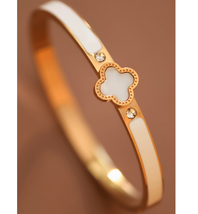 18k Waterproof Clover Stainless Steel Bangle