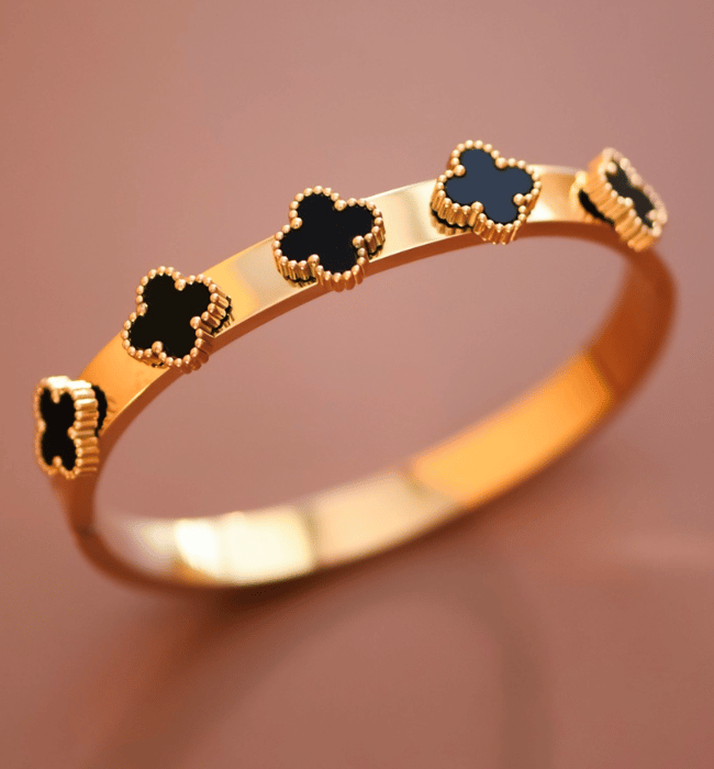 18K Gold Plated Stainless Steel hinged bangle bracelet