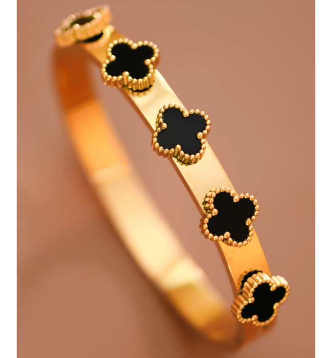 18K Gold Plated Stainless Steel hinged bangle bracelet