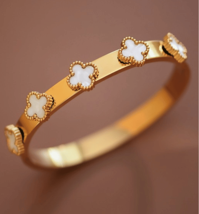 18K Gold Plated Stainless Steel hinged bangle bracelet