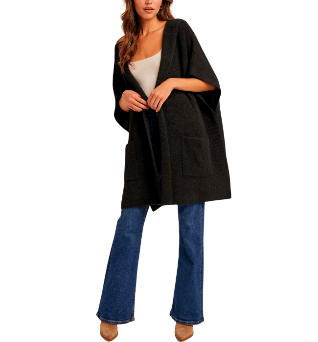 Alexie Black Hooded Cardigan