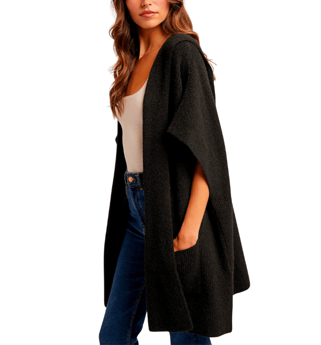 Alexie Black Hooded Cardigan