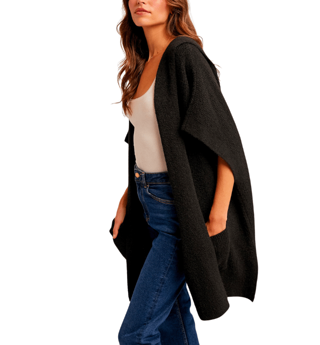 Alexie Black Hooded Cardigan
