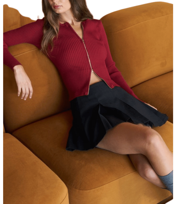 Metina Zipper Front Top